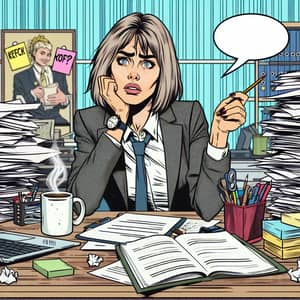 Comic Overworked Secretary | Office Chaos Humor