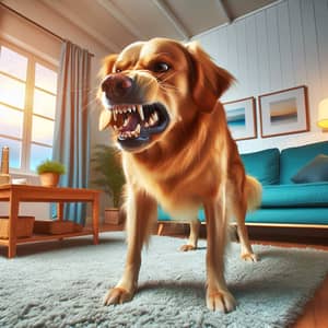 Fierce Golden Retriever Showing Anger - Intense Dog Behavior
