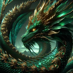 Emerald Dragon - Majestic Creature in Mythological Aura