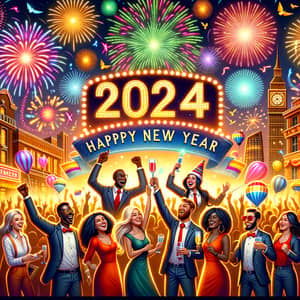 Diverse New Year's Celebration 2024 | Fireworks, Cheers, and Joy