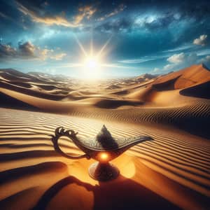 Mystical Lamp in Vast Desert | Surreal and Lonely Landscape