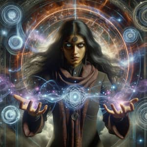 South Asian Woman Casting Spells in Multidimensional Energy