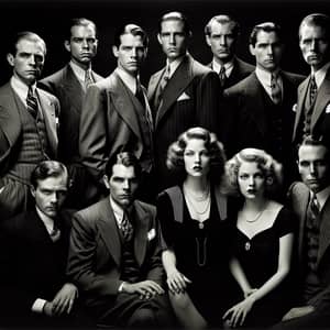 1930s American Underworld Societies: Vintage Film Noir Group Portrait