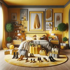 Luxurious High-End Designer Bedroom in Vibrant Yellow