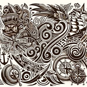 Maori Tribal Tattoo Design with Pirate Adventure Theme