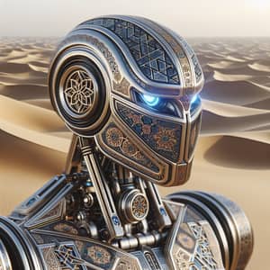 Sleek Robot with Arabic Design Accents | Intelligent Communication