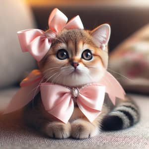 Adorable Cat with Bow - Cute Feline Image