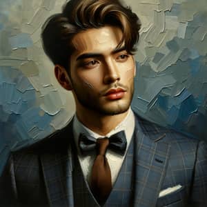 Hong Kong Male Actor in Stylish Suit Portrait | Oil Painting
