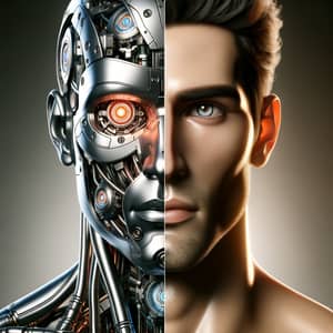 Innovative Visionary: Half-Robot Half-Human Character Design