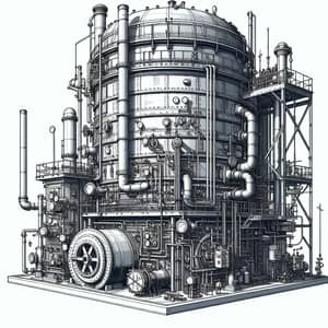 Industrial Boiler 2D Architecture Design | Factory Setting Illustration