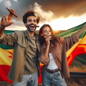 Celebrating Ethiopia: Smoking Cigars Under Serene Sunset Sky
