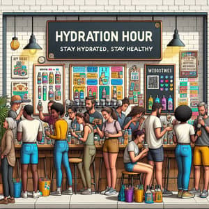 Hydration Hour Cafe: Colorful Reminder Stickers & Wristbands