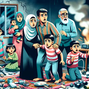 Frightened Palestinian Family Seeking Refuge | Home Bombing
