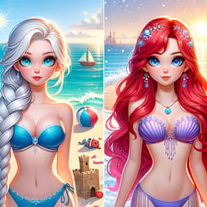 Fictional Princess Characters on Sunny Beach | Summer Vibes