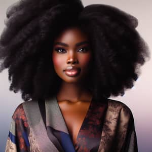 Stunning Black Afro Curvy Woman | Fashionable Attire