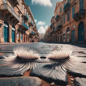 Eyelashes in Valletta: Surreal Kodak Vision3 500 Scene
