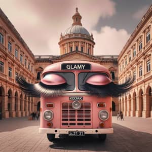 Glamy Pink Bus in Valletta | Whimsical Eyelashes Fly | Kodak Vision3 500