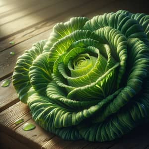 Fresh Green Cabbage - Detailed Close-Up Image