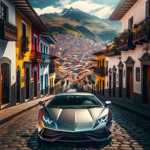 Luxurious Lamborghini Sports Car in Old Town Ecuador