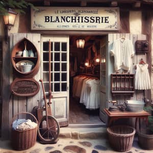 Traditional French Laundry Shop - Rustic Charm, Vintage Tools & Serene Atmosphere