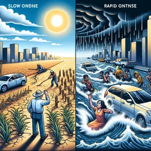 Slow vs Rapid Onset Natural Hazards: A Visual Contrast
