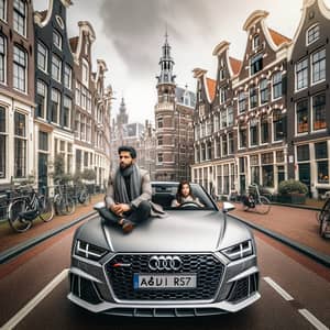 Audi RS7 in Amsterdam Streets: Modern Car among Dutch Architecture