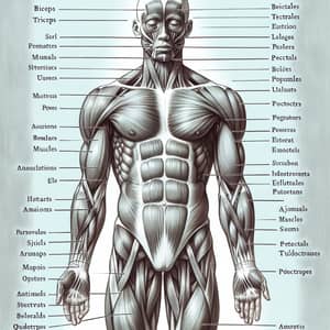 Complete Human Anatomy Illustration with Labeled Muscles