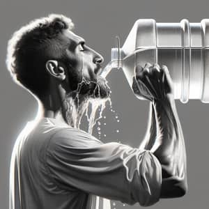 Hyper Realistic Middle-Eastern Man Drinking Water - Striking Image