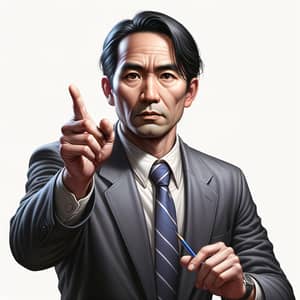 Finance Educator Pointing with Intensity | Portrait Art