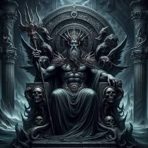 Ancient Mythological Underworld Ruler on Majestic Throne