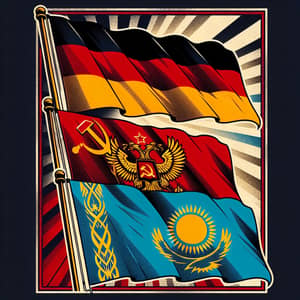 Flags of Germany, Soviet Union & Kazakhstan T-shirt Design