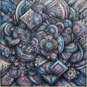 Intricate and Elaborate Geometric Doodle Art in Blues and Purples