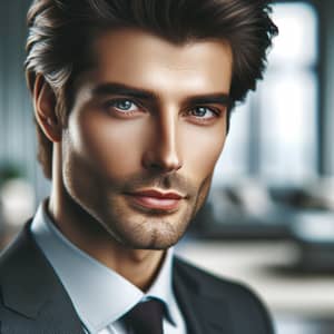 Handsome Caucasian Male Portrait in Stylish Suit