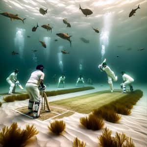 Underwater Cricket Game: Unusual Match on Ocean Floor