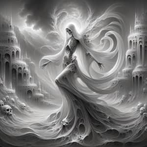 Ethereal White Robed Death | Surreal Gothic Digital Painting