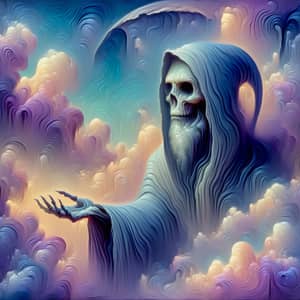 Surreal Dreamscape with Gentle Grim Reaper: An Ode to Surrealism