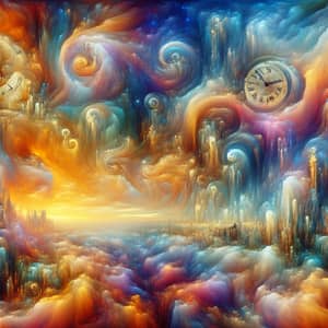 Dreamlike Sky with Vibrant Colors: 20th-Century Surrealism Inspired Art