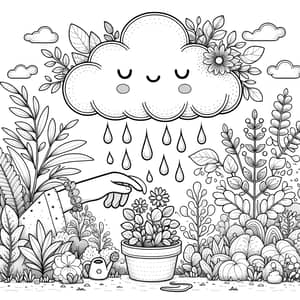 Whimsical Cloud Coloring Page for Kids | Printable & Online Sharing