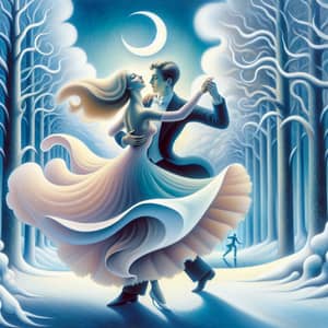 Elegant Winter Wonderland Dance Under Moonlit Sky