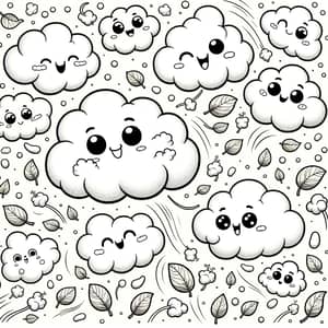 Whimsical Clouds Coloring Page for Kids - Life and Death Balance