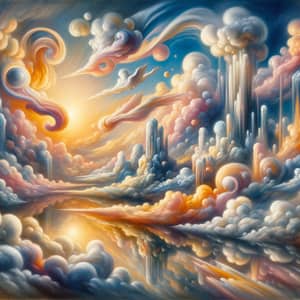Surrealist Sky Artistry: Fluid Shapes & Pastel Colors