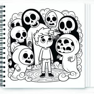 Whimsical Death Coloring Book Page for Kids