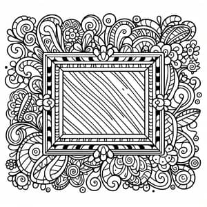Whimsical Cartoon Style Coloring Page of an Empty Picture Frame
