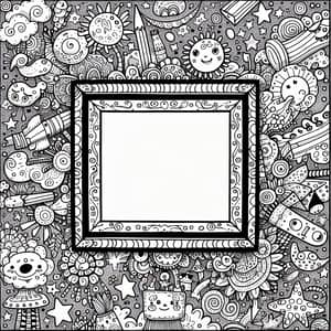 Whimsical Picture Frame Coloring Page for Children & Adults | Creative Designs
