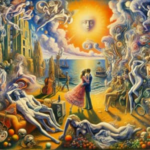 Forbidden Summer Romance Oil Painting | Surrealist Dreamscapes
