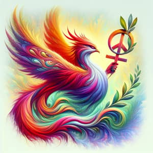 Majestic Fantastical Phoenix with Olive Branch Emblem