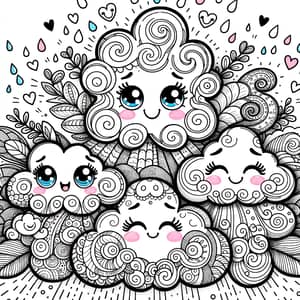 Enchanting Whimsical Clouds Coloring Page for Children