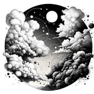 Black and White Children's Coloring Page Clouds - Natural Life Concept