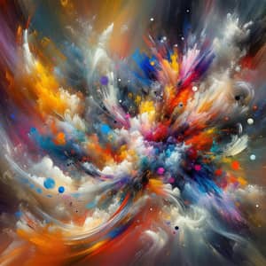 Dynamic Abstract Masterpiece with Vibrant Colors and Spontaneous Brushstrokes