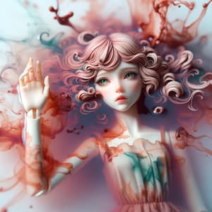 Surreal Paper Doll Sinking into Water - Dreamy Watercolor Photo